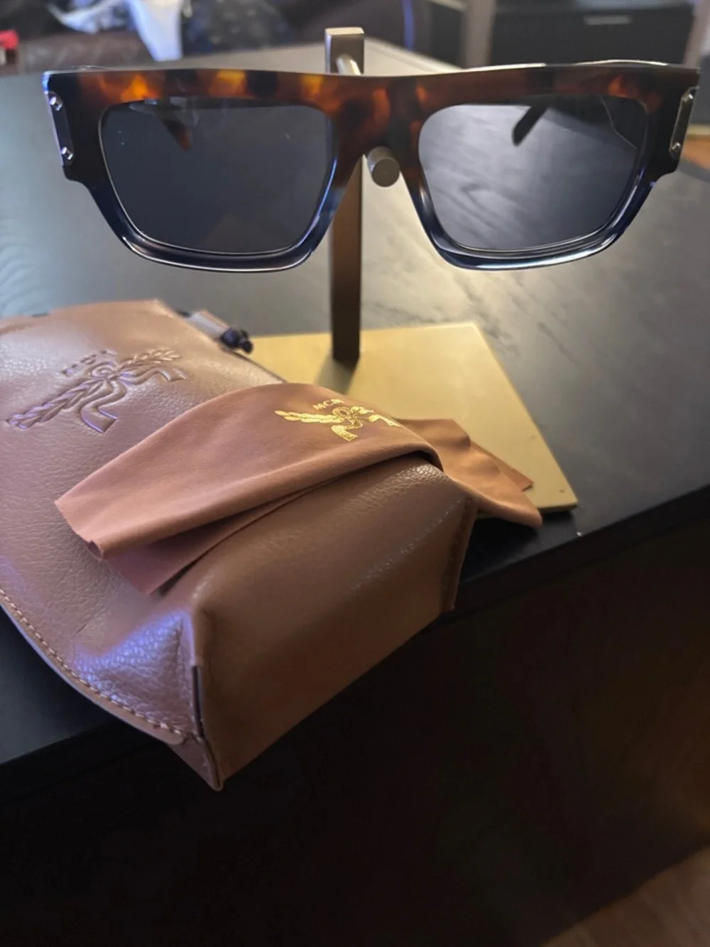 MCM Tortoiseshell Square Sunglasses with Dark Lenses - Picture 1 of 3